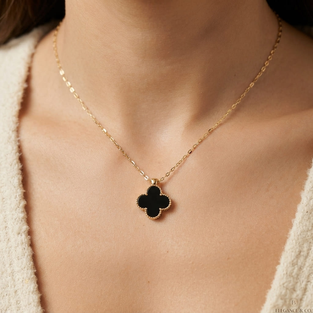 Clover Necklace | Double Sided (Black & White)