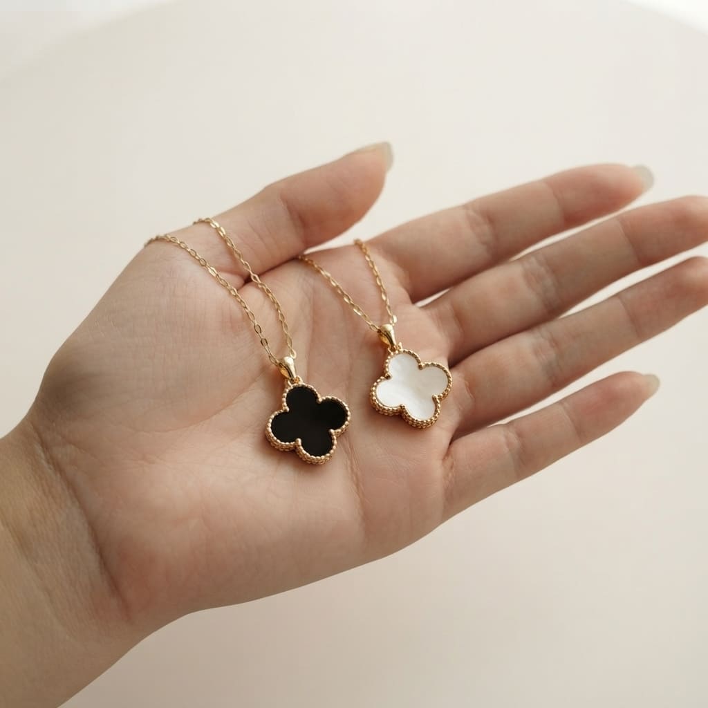 Clover Necklace | Double Sided (Black & White)