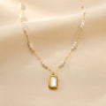 Rectangular Pearl Pendant Necklace
