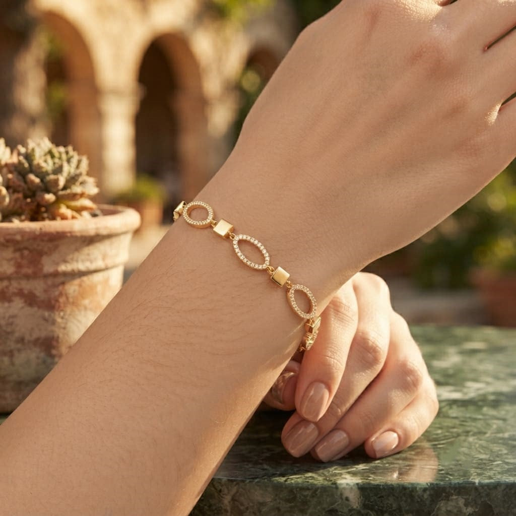 Elegant Stone Link Bracelet for Women