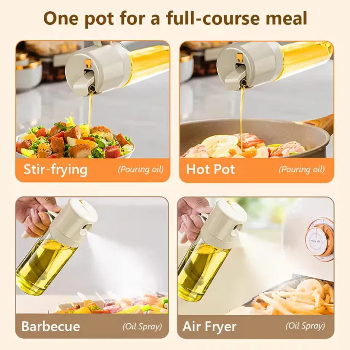 500ml Dual-Function Glass Oil Sprayer – Refillable Kitchen Mister & Pourer