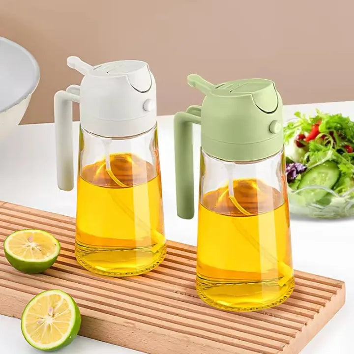 500ml Dual-Function Glass Oil Sprayer – Refillable Kitchen Mister & Pourer